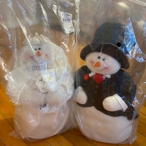 Snowman Bride and Groom Pair
